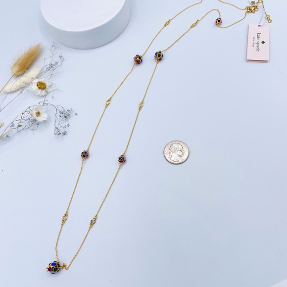 Kate Spade Time To Shine Scatter Colorful Crystals Ball Long Necklace - Picture 6 of 6